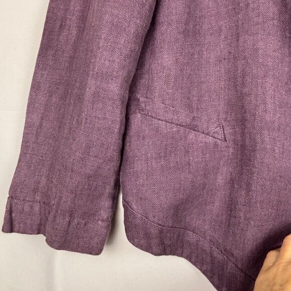 Coldwater Creek Classic Women Linen Open Jacket PM Purple Breathable Lagenlook - Picture 6 of 12